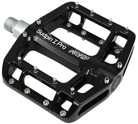 NC-17 Sudpin I Pro Aluminium Plattform Pedale / Fahrrad Pedale MTB / Mountainbike Pedal / BMX Pedal / Kugellager + Cr-Mo Achse / inklusiv Ersatzpins, Schwarz