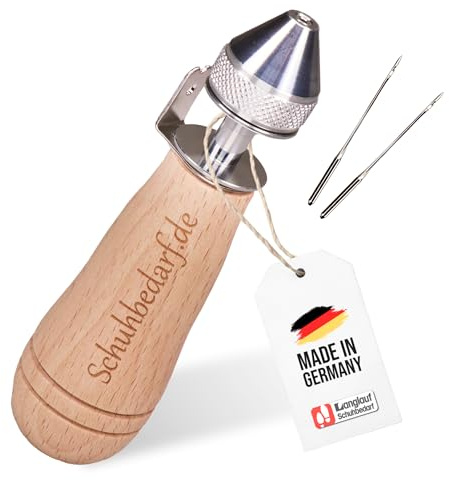 Handnähapparat/Nähahle mit Fadenspule - Handnähmaschine für Dicke Stoffe, Planen, Cabrioverdecke und Segeltuch - inkl. 4 Ledernadeln - Made in Germany