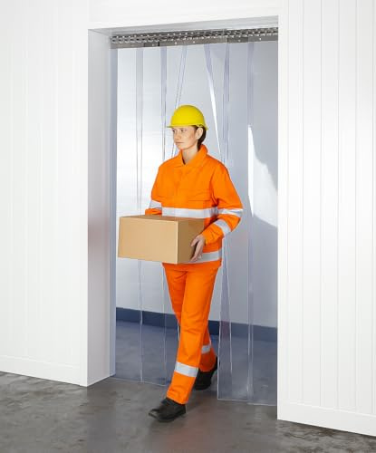 SCD PVC Lamellenvorhang Stall 1m x 2m PVC Streifenvorhang Komplettset - 200mm x 2mm Transparent Industrie Vorhang und Lamellenvorhang Pferdestall für Kühlraum Stall, Pferdestall und Lager