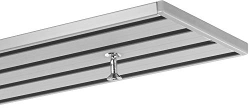 Gardineum 2.00 m Gardinenstange,alle Längen bis 4,00 m möglich, Vorhangschiene, Aluminium, alu-Silber, 3-läufig vorgebohrt