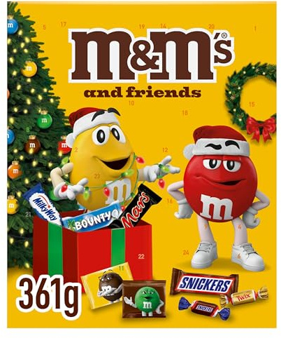M&M'S & Friends Adventskalender mit M&M'S, Bounty, Mars, Milky Way, Snickers und Twix I 361 g Süßigkeiten zum Verschenken und für Weihnachten