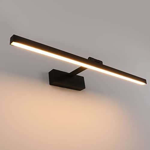 Klighten Spiegelleuchte Bad LED 60cm, Badlampe 18W Warmweiß 3000K, Schwarz | 180° drehbar, Spiegellampe Aluminium, IP44, 1170 Lumen, Badezimmer Lampe Wand