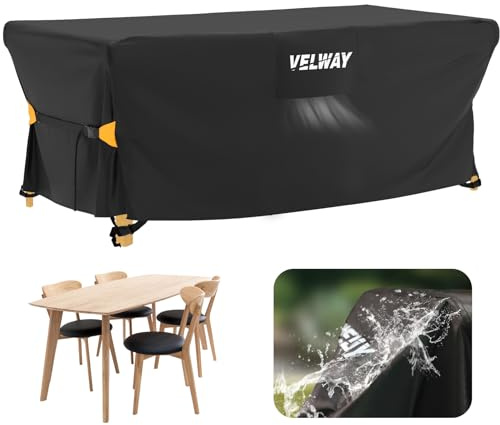 Velway Abdeckung für Gartenmöbel Wasserdicht - 170x95x74cm Rechteckig Schutzhülle Winddicht Loungemöbel Abdeckung Abdeckhauben für Gartentische Sitzgruppe Terrassenmöbel Schwarz