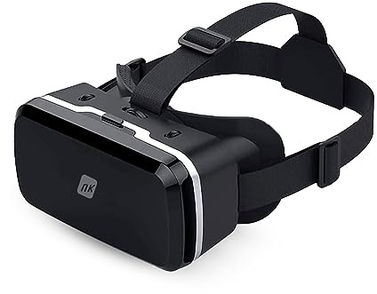 NK 3D VR-Brille für Smartphone - Intelligente Virtual Reality Brille für Smartphones zwischen 4,7' - 6,53', Sichtwinkel 90-100 Grad, 360º Drehung, einstellbare Objektive und Pupillen - Schwarz