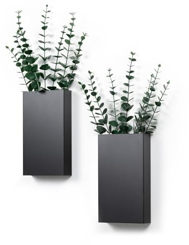 Wandvase, Schwarz, 2 Stück
