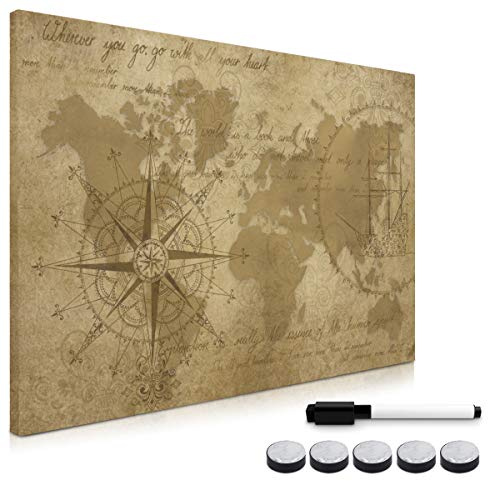 Navaris Magnettafel Magnetpinnwand Memoboard zum Beschriften - 60x40 cm Notiztafel div. Designs - Tafel abwaschbar mit Halterung Magneten Stift