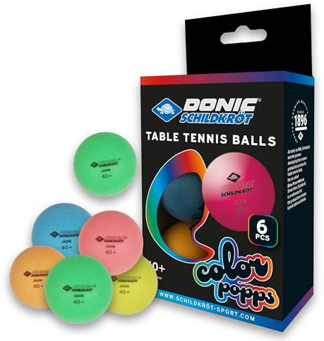 Donic-Schildkröt Tischtennisball Colour Popps, 6 farbige Bälle in Poly 40+ Qualität