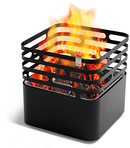 höfats - Cube Feuerkorb - Feuerschale, Feuerstelle, Grill, Hocker und Tisch - für Garten und Terrasse - Edelstahl - schwarz - mit integrierter Löschfunktion