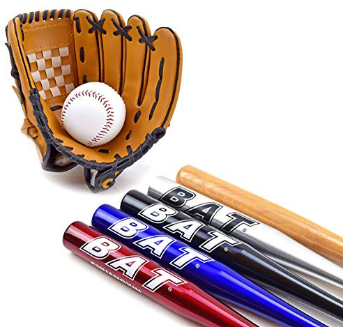 Baseball Set Baseballschläger + Handschuh + Ball Einsteiger-Set (Holz, 25 Zoll)