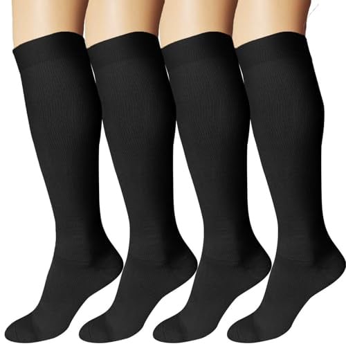 DDOBB Kompressionsstrümpfe Damen und Herren 4 Paar Stützstrümpfe Kompressionssocken Stützsocken Reisestrümpfe für Flug Sport Running Radsport
