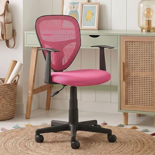CARO-Möbel Kinderdrehstuhl Studio - Ergonomischer Schreibtischstuhl mit Armlehnen, Verstellbar, Rosa, Pink - Ideal für Kinder, Atmungsaktives Mesh, Leichter Aufbau [bis 80kg]