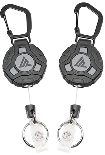 Acual Schlüsselanhänger Ausziehbar, 2 Stück Schlüsselband, Keychain | Schlüsselanhänger mit 83cm Einziehbarer Stahlseil, Robust Schlüsselkette Ausziehbar für Kartenhalter,Gürtelclip &Schlüssel