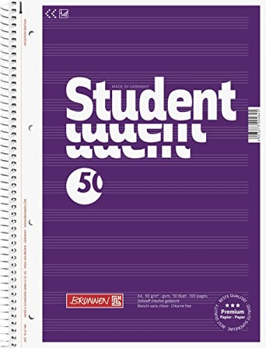 Brunnen 1067944 Notizblock/Collegeblock Student Notenblock (A4, 50 Blatt, Notenliniatur, 90 g/m², gelocht)