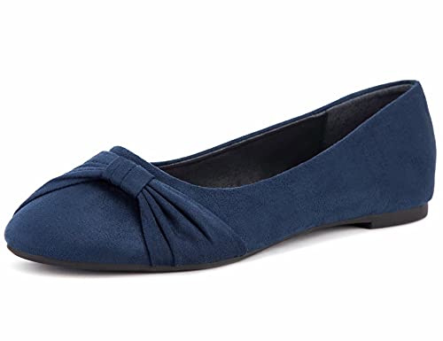 MaxMuxun Klassische Damen Ballerinas Party Schuhe Schleife Freizeit Schuhe Dunkelblau Blau Größe 36 EU