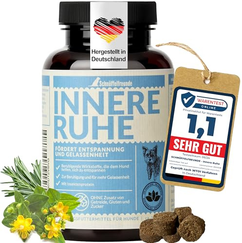 Schnüffelfreunde Innere Ruhe I Nahrungsergänzungsmittel für Hunde zur Beruhigung, Anti Stress und für mehr Gelassenheit (150g - ca. 180 Stück)