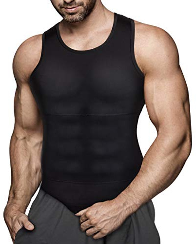 Gotoly Herren Unterhemden Shapewear Workout Tank Tops Kompressionsshirt Muskelshirt Abnehmen Body Shaper Sport Bauch Weg Shirt Unterhemd Feinripp