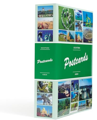 Leuchtturm Postkartenalbum für 200 Postkarten, 50 Klarsichthüllen | für Karten bis 162x114 mm, weichmacherfreie Hüllen zur beidseitigen Betrachtung, wischfester Einband