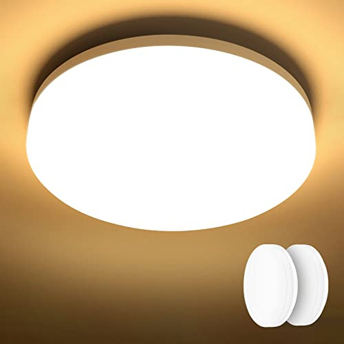 Lepro LED Deckenlampe, 15W, 1500lm, 3000K Warmweiß, 2er-Pack, IP54, Ø22cm | 1500lm und 3000K Warmweiß liefern klares Licht für den Alltag; kompakte Bauform mit Ø22cm; im Alltag; bei täglicher Nutzung.