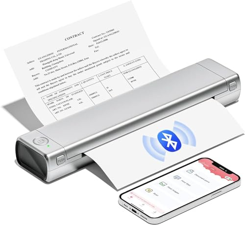 COLORWING M08F - Tragbarer Drucker A4, Bluetooth, Ohne Tinte, Silber, für IOS und Android