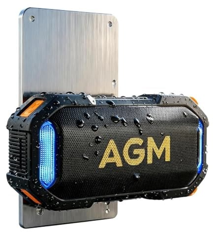 AGM MagROCK Starke Magnete Outdoor Bluetooth Lautsprecher mit RGB- Licht | Bluetooth 5.4 | 1800mAh Outdoor Bluetooth Lautspreche,IP67 Wasserdicht & Schwimmfähig