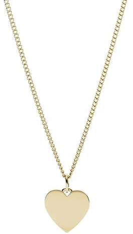 Fossil Damen goldfarbenes Edelstahlcollier mit herzförmigem Anhänger mit Karabinerverschluss