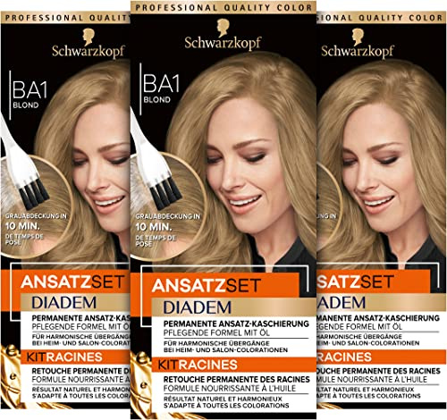 Diadem Ansatzset BA1 Blond Stufe 3 (22 ml), dauerhafte Haarfarbe zum Haaransatz kaschieren in nur 10 Minuten, Ansatzfarbe mit ölhaltiger, pflegender Formel