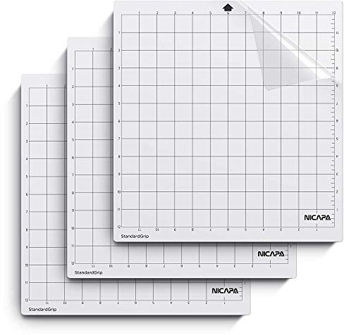 NICAPA Schneidematte für Silhouette Cameo 4 /3/2/1 [Standardgriff, 12x12 Zoll, 3er-Pack] Haftende und rutschfeste Flexible gerasterte Schneidematten Ersatzmatten Zubehörset Vinyl Craft Sewing