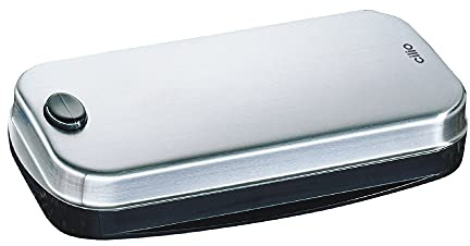 cilio Tischkehrer, rotierende Bürsten, abnehmbarer Deckel, Edelstahl | Tisch-Handfeger, Kunststoff, für Krümel und Speisereste, kompakt, pflegeleicht, rotierende Bürsten, abnehmbarer Deckel
