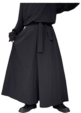 Disimlarl Herren Hakama Harajuku Kimono Samurai Hose Casual Wide Hose Kendo Uniformen, Schwarz , 34-37