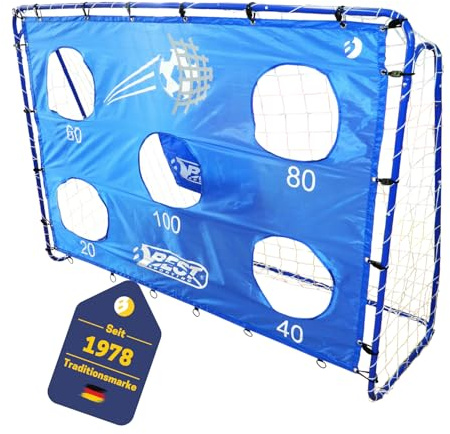 Best Sporting Fußballtor mit Torwand I Fußball Tor 213 cm x 152 cm I Fußballtor Kinder I Hochwertiges Kindertor mit Netz, Torwand & Heringen I Fussball Tor Blau