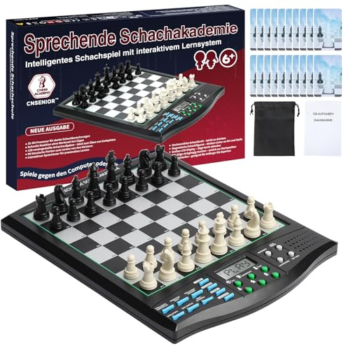 CNSENIOR Elektronischer Schachcomputer mit Sprachtrainer & KI – Magnetisches Schachbrett mit Interaktivem Lernsystem – Für Anfänger, Fortgeschrittene, Kinder & Erwachsene (Deutsch)