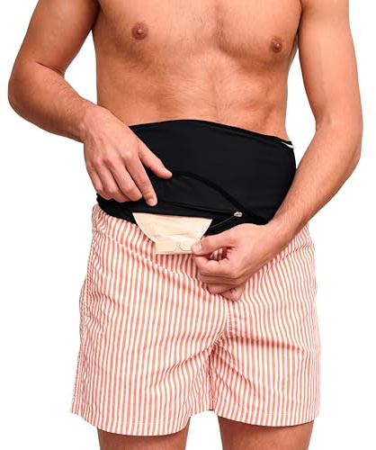 SIIL StomaGürtel Schwarz Ostomy Belt | Ostomie Support Gürtel | Sport & Schwimmen | Ostomiebeutelhülle | Innentasche für Stomabeutel