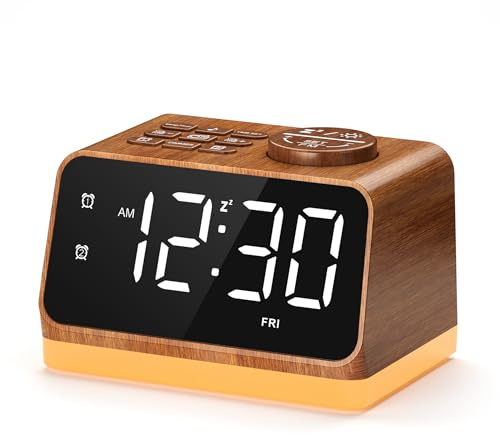 Dreamegg Radiowecker mit Dual-Alarm, Wecker Digital mit 7 Alarmtönen, Weißes Rauschen mit 25 Beruhigende Klänge, 5-Fach Dimmbares Display, 10-480min Timer, Snooze, Nachtlicht 0-100% für Schlafzimmer