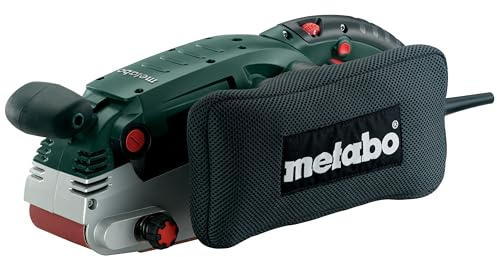 metabo BAE 75 Bandschleifer, Holzwerkzeug & Metall Schleifmaschine, 1010W | Elektrisches Holzschleifer Handgerät mit Schleifband, Staubsack und Maschinenständer für stationäres Schleifen, 4 m Kabel