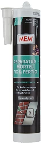 MEM Reparaturmörtel Fix & Fertig, Für Mauerwerksfugen & Ausbruchstellen, Innen & Außen, Überstreichbar, Schnell härtend, Zementgrau, 300 ml Kartusche