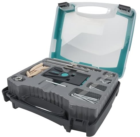wolfcraft Undercover Jig Set Torx - Versteckte Holzverbindungen für Möbelbau und Holzbearbeitung, Bohrschablone inkl. Zubehör im Koffer - Taschenlochbohrungen - 4642100