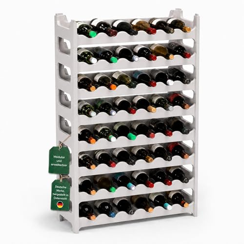 ARTECSIS® Weinregal 48 Weinflaschen stapelbar modular Kunststoff Granitgrau | Erweiterbares, stabiles Flaschenregal & Getränkeregal Gastronomie-Qualität - Flaschen Weinständer & Weinflaschenhalter