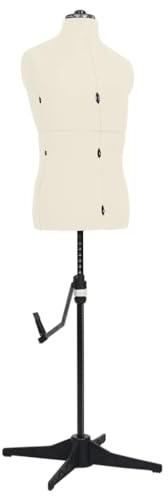 vidaXL Schneiderpuppe Verstellbar Männlich Schaufensterpuppe Torso Mannequin Schaufensterfigur Modepuppe Schneiderbüste Creme Größe 37-45