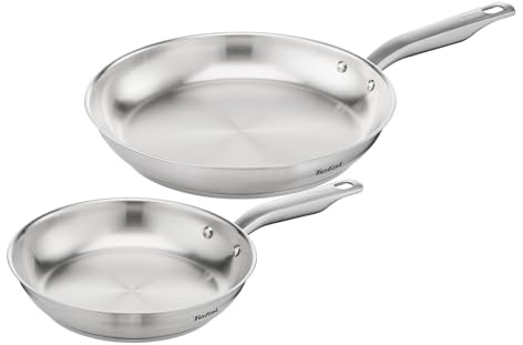Tefal Virtuoso 2-teiliges Pfannenset 24 + 28 cm, Pfannen Induktion, hochwertiger Premium-Edelstahl, unversiegelt, für alle Herdarten geeignet, backofengeeignet bis zu 250°C, E492S2