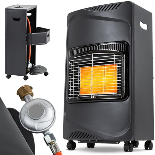 Heidenfeld Gasheizung Inferno GH100 | 3 Heizstufen | 4200 Watt (Schwarz)