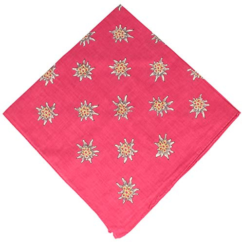 Breiter Edelweiß Trachtentuch Nickituch Trachten-Nickituch Schal Tuch aus 100% Baumwolle 50 x 50 cm – Pink