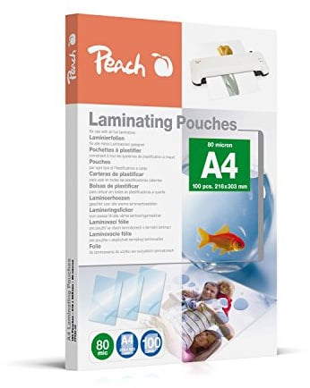 Peach Laminierfolien A4-80 mic - 100 pouches - glänzend - kompatibel mit Geräten aller Markenhersteller - PP580-02
