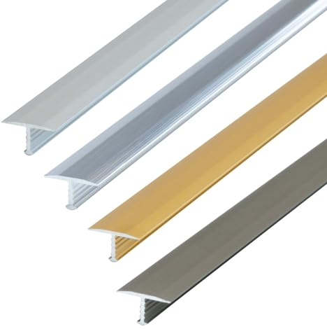 Dalsys T-Profil, Übergangsprofil 100cm x 18mm Bodenprofil aus eloxiertem Aluminium, Silber