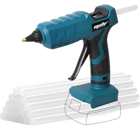 Mellif Akku Heißklebepistole für Bosch professional 18V Akku wie GBA/GBA ProCORE, kabellos Heißklebepistole Akku,45s schnell Aufheizung Klebepistole mit 20PCS Klebestifte, ideal für DIY