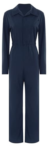 Jugaoge Damen Arbeitsoverall Langarm Coverall Baumwolle Overall Elastische Taille Arbeitsanzug Schutzanzug Halloween Horror Outfit Navy blau M