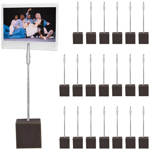 20 Stück Fotohalter mit Klammern, Schwarz Holz Memo Clip Halter, Memo Clip Halter, Fotohalter mit Clips Oder Klammern, Bilderhalter Notizhalter für Hausdekoration,Büro