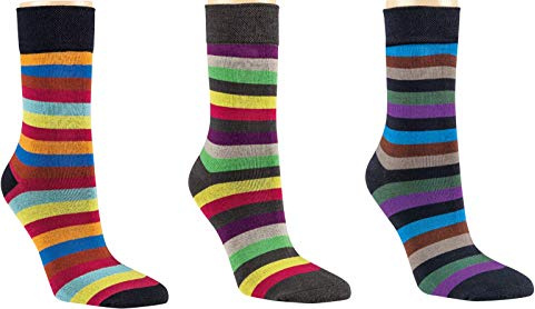 by Riese 3-15 Paar Bambus Socken Bambussocken Ringel 2 Softrand ohne Gummi für Damen