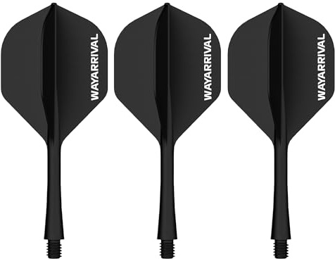 WayArrival Dart Flight mit Schaft 3 Stück, 2BA Flights Darts Schwarz | Dart Flight mit Schaft, 3 Stück Flights Darts Zubehör, 2BA-Gewinde, PP-Material, feste Form und ca. 1,4g leicht