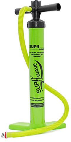 SUPwave SUP -4 Doppelhub Handpumpe mit Manometer - SUP Pumpe Bravo bis 29 PSI / 2 Bar High Big Volume Doppelhubpumpe