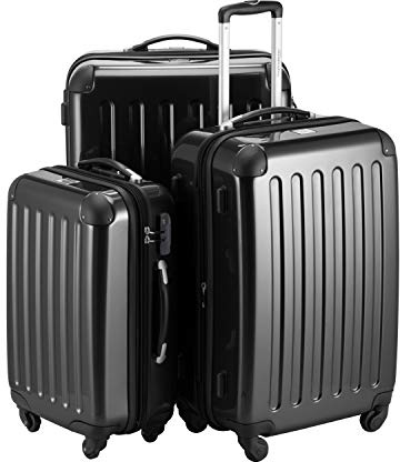Hauptstadtkoffer Alex - 3er Kofferset - Handgepäckskoffer 55 cm, mittelgroßer Koffer 65 cm + großer Reisekoffer 75 cm, Hartschale ABS+PC, Zahlenschloss, Schwarz